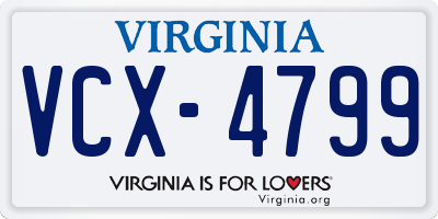 VA license plate VCX4799