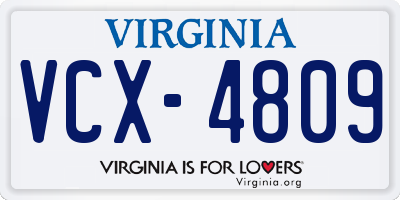 VA license plate VCX4809