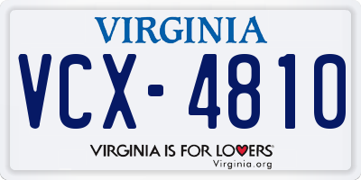 VA license plate VCX4810
