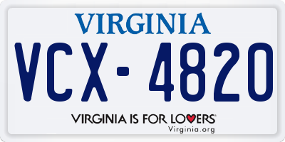VA license plate VCX4820