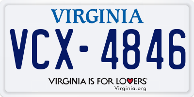 VA license plate VCX4846
