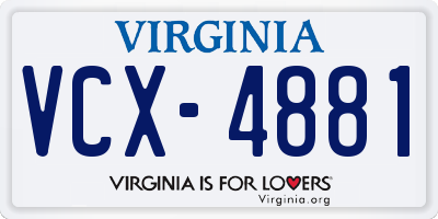 VA license plate VCX4881