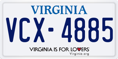 VA license plate VCX4885