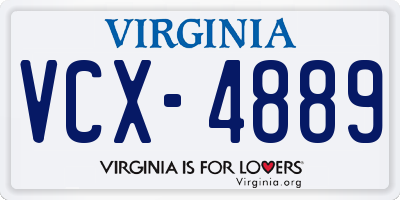 VA license plate VCX4889
