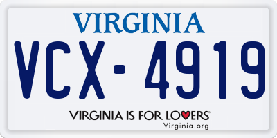 VA license plate VCX4919