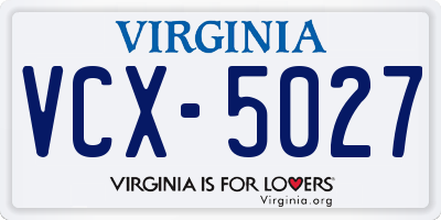 VA license plate VCX5027