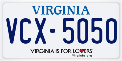 VA license plate VCX5050
