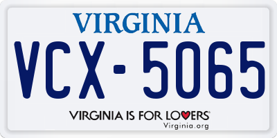 VA license plate VCX5065