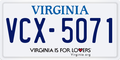 VA license plate VCX5071