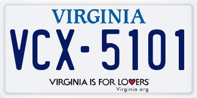 VA license plate VCX5101