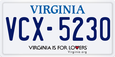 VA license plate VCX5230