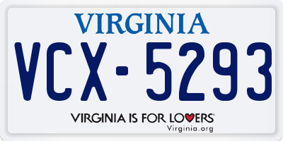 VA license plate VCX5293