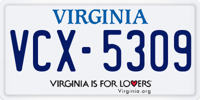 VA license plate VCX5309