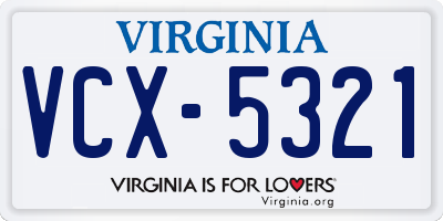VA license plate VCX5321
