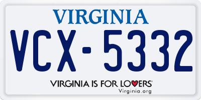 VA license plate VCX5332