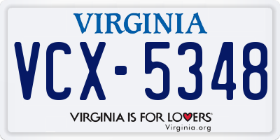 VA license plate VCX5348
