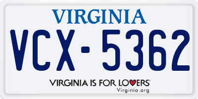 VA license plate VCX5362