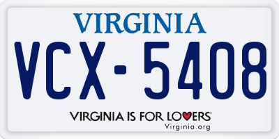 VA license plate VCX5408