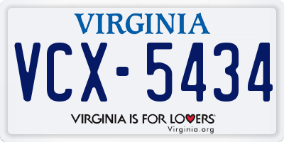 VA license plate VCX5434