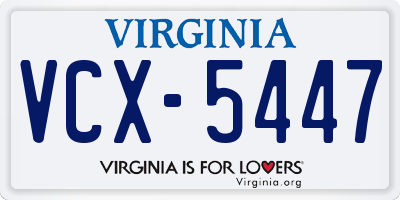 VA license plate VCX5447