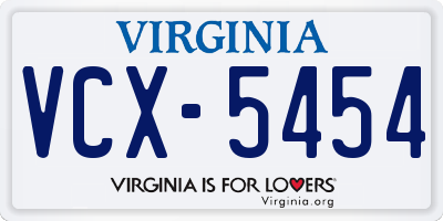 VA license plate VCX5454