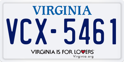 VA license plate VCX5461