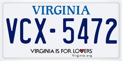 VA license plate VCX5472