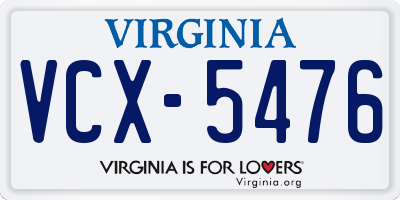 VA license plate VCX5476