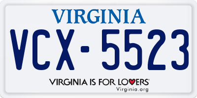 VA license plate VCX5523