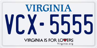 VA license plate VCX5555