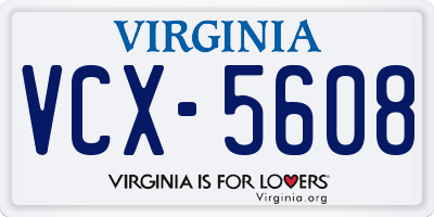 VA license plate VCX5608