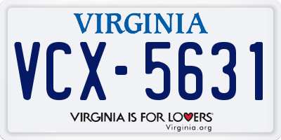 VA license plate VCX5631