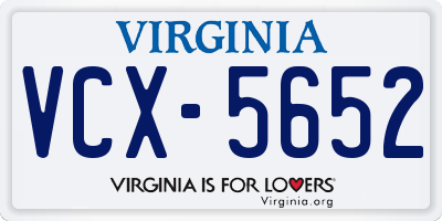 VA license plate VCX5652
