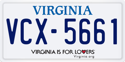 VA license plate VCX5661