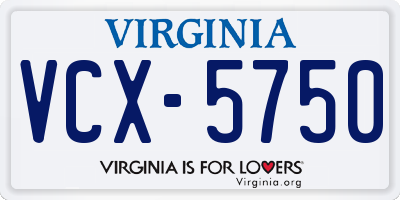 VA license plate VCX5750