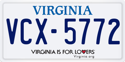 VA license plate VCX5772
