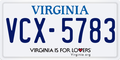 VA license plate VCX5783