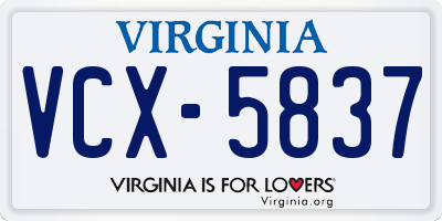 VA license plate VCX5837