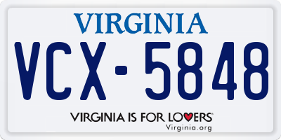 VA license plate VCX5848