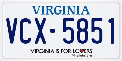 VA license plate VCX5851