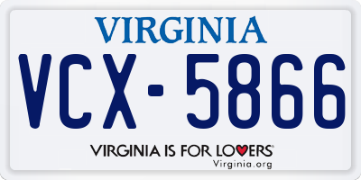 VA license plate VCX5866