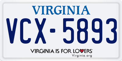 VA license plate VCX5893