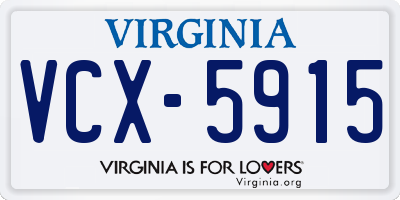 VA license plate VCX5915
