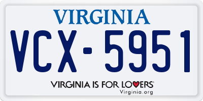VA license plate VCX5951