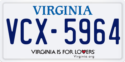 VA license plate VCX5964