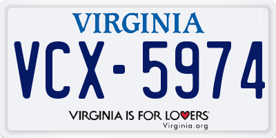 VA license plate VCX5974