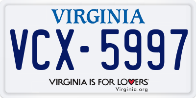 VA license plate VCX5997