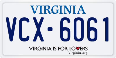 VA license plate VCX6061