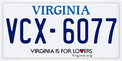 VA license plate VCX6077