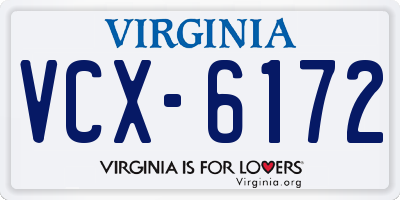 VA license plate VCX6172